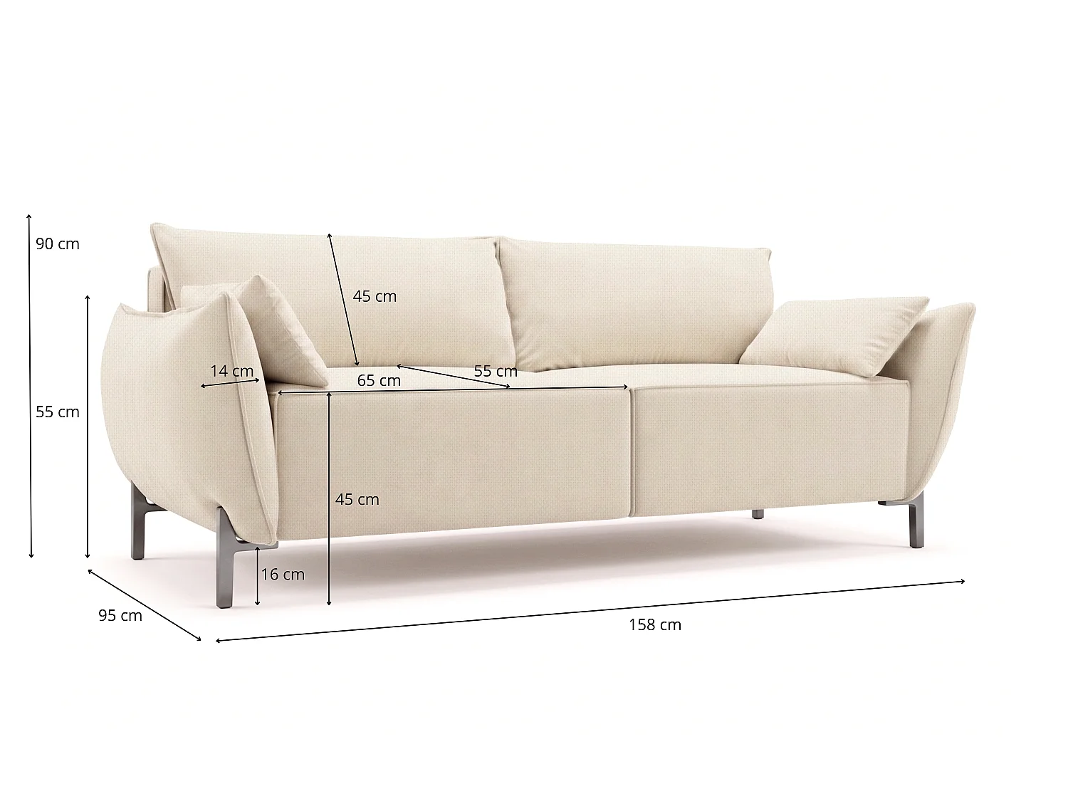 Sofa ogrodowa 2-osobowa GARDEN w tkaninie Kanaria 7002 beżowa