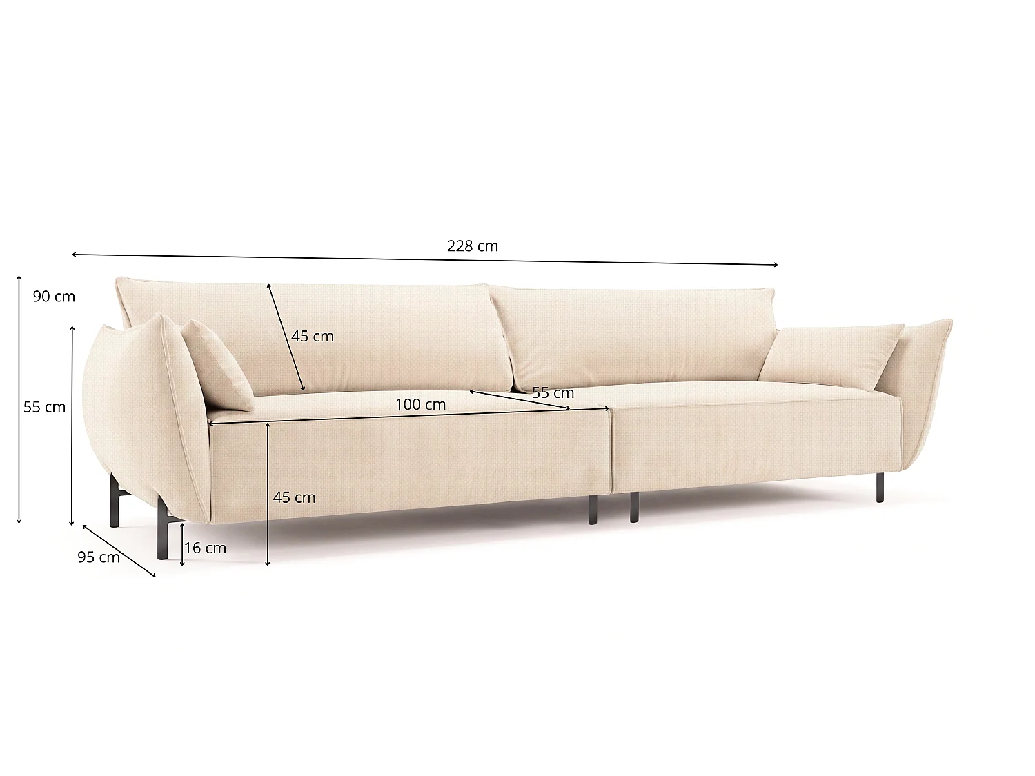 Sofa ogrodowa 4-osobowa GARDEN w tkaninie Kanaria 7002 beżowa
