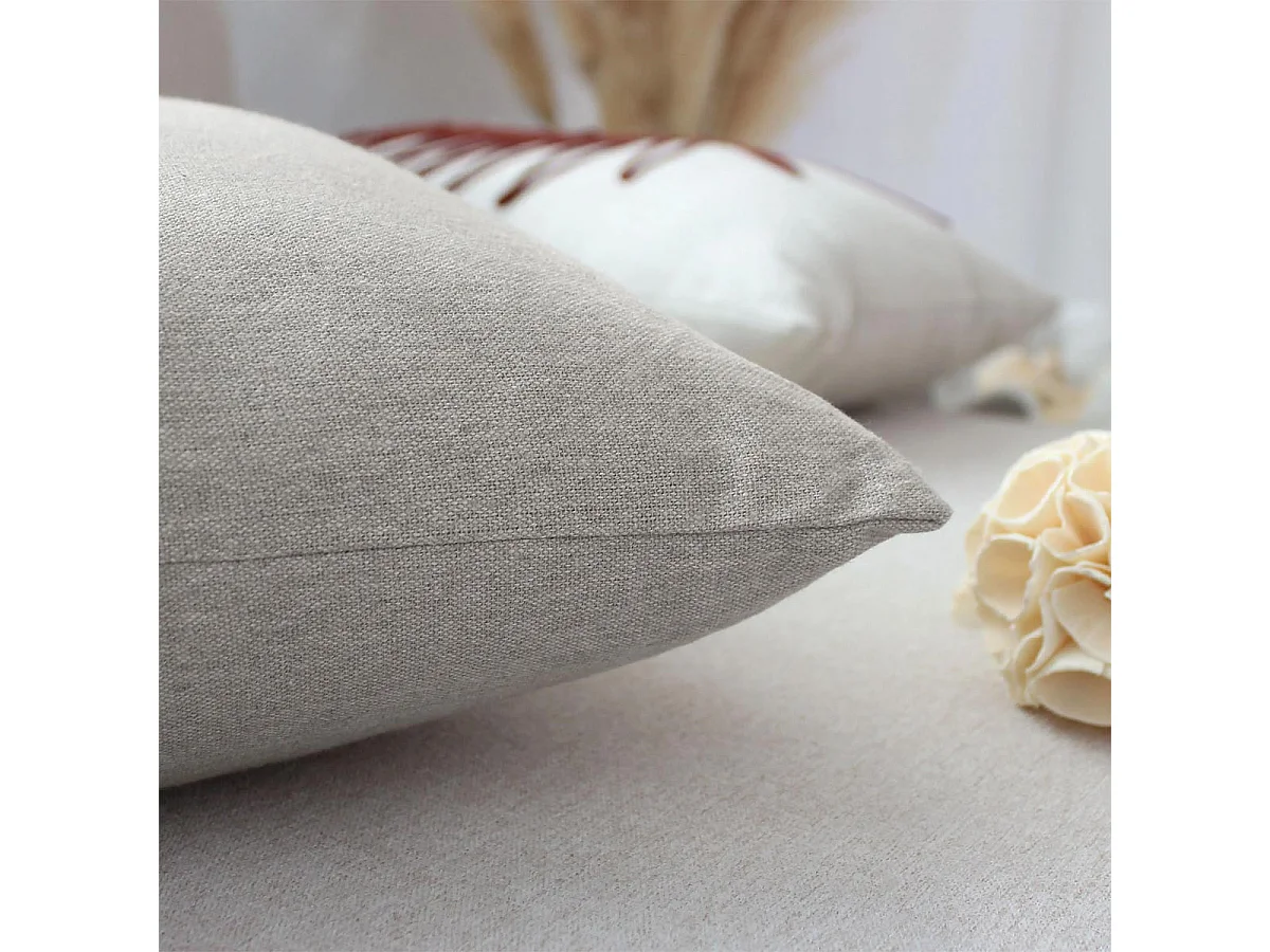 Coussin Déco Uni "Cambria" 40x40cm Blanc Gris