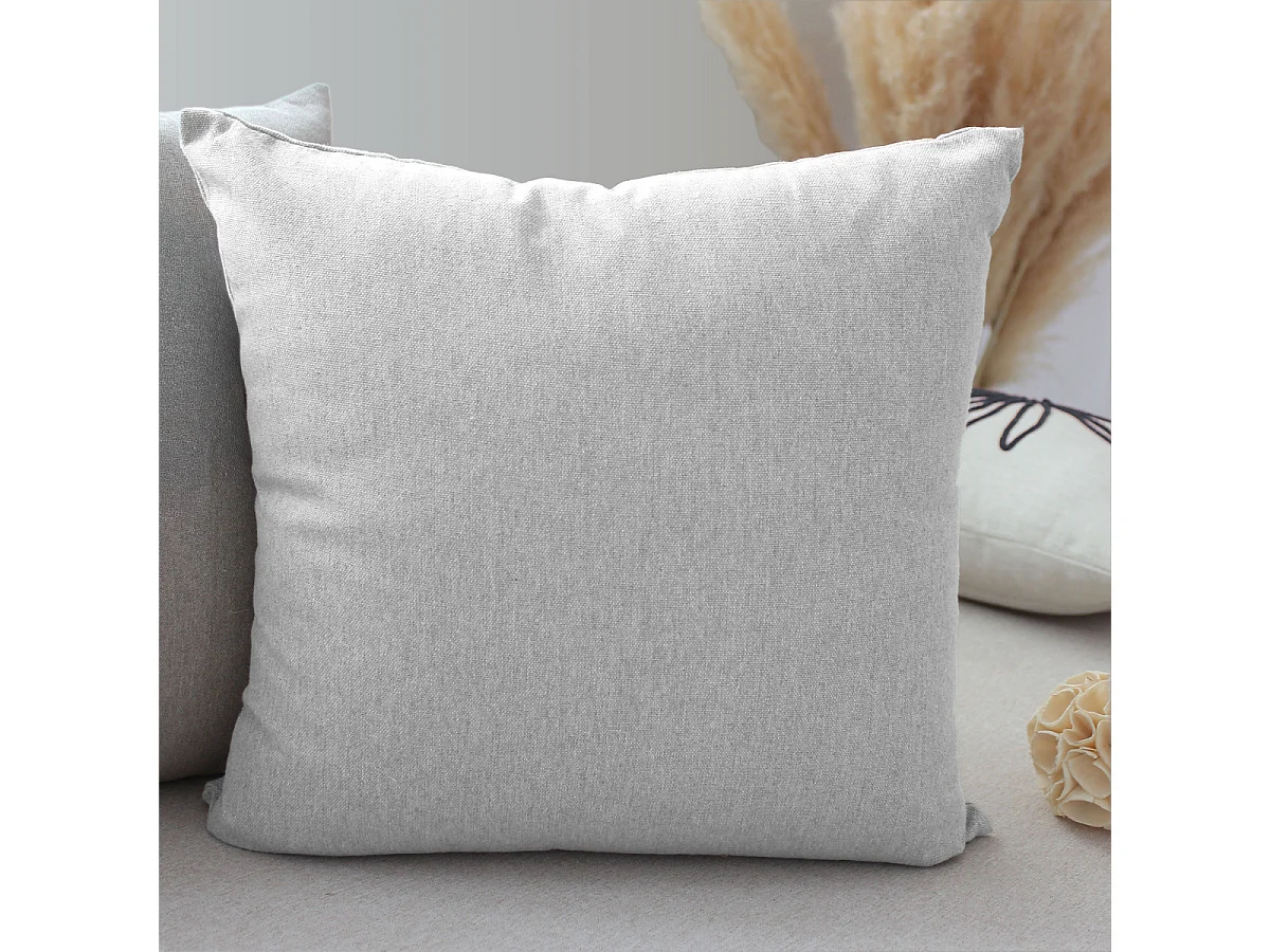 Coussin Déco Uni "Cambria" 40x40cm Blanc Gris