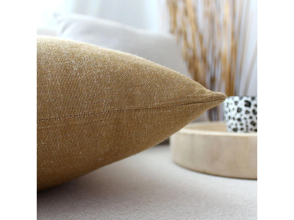 Coussin Déco Uni "Cambria" 40x40cm Ocre