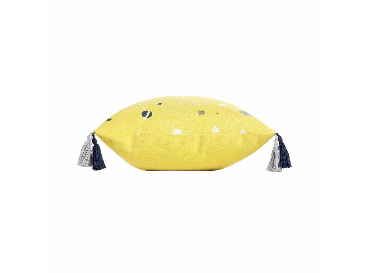 Coussin à Pompons "Petit Astronaute" 30x50cm Jaune