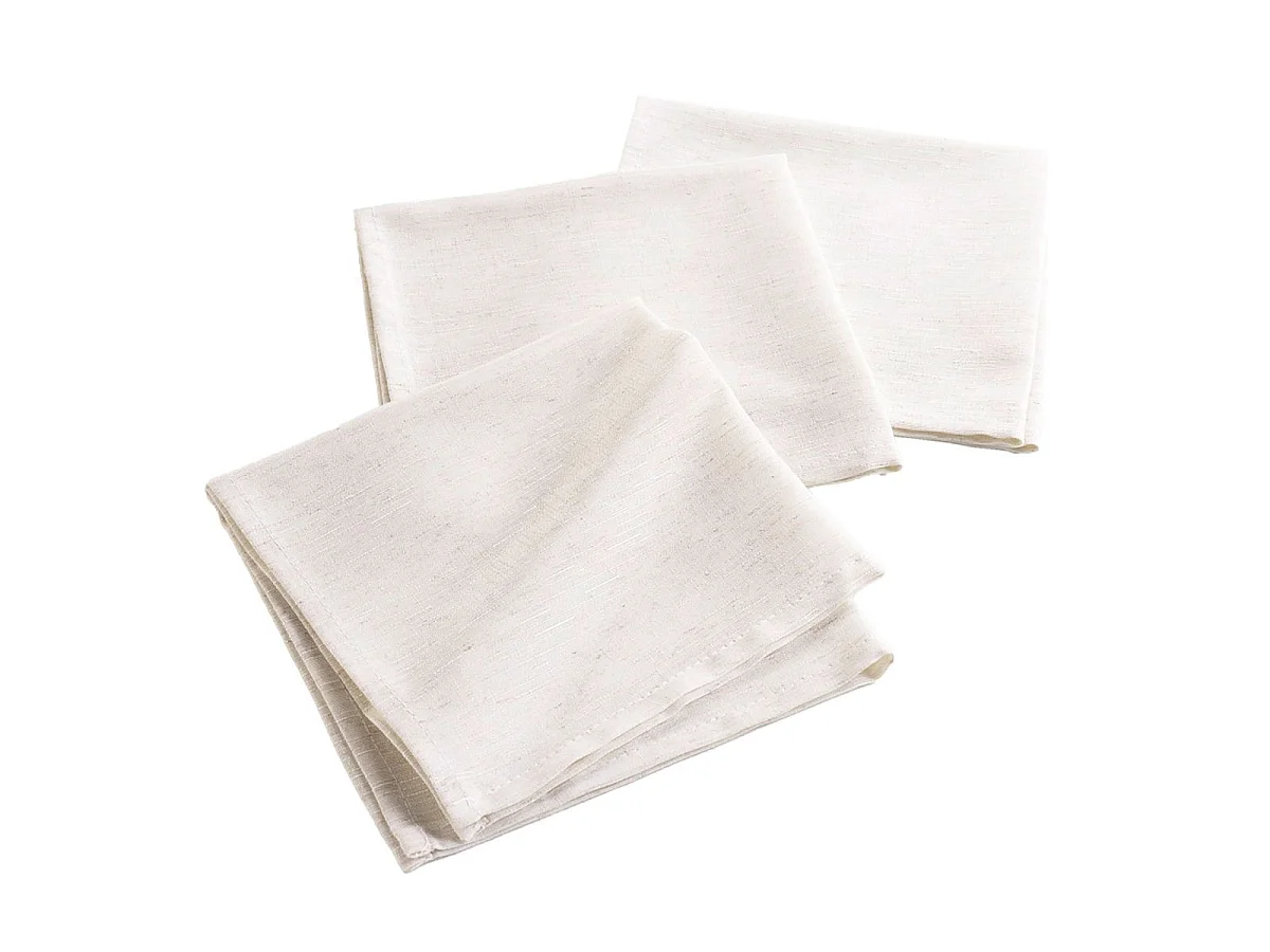 Lot de 3 Serviettes de Table "Pauline" 40x40cm Naturel