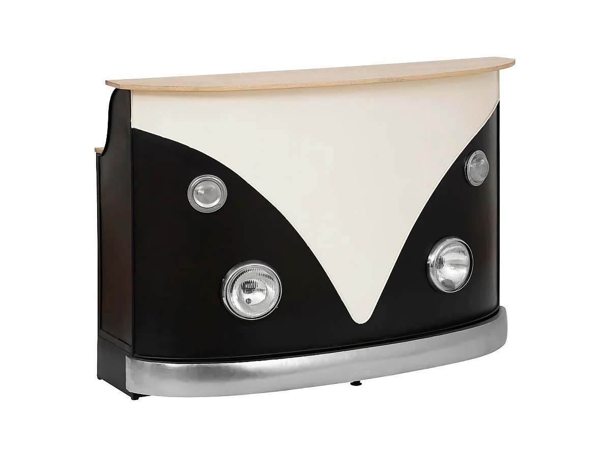 Meuble de Bar Van "Gaston" 152cm Noir & Blanc
