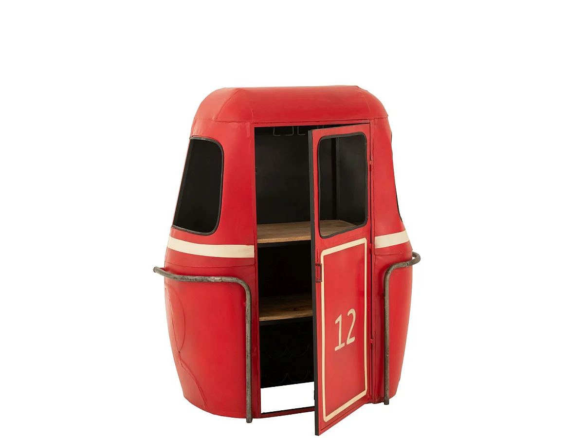 Meuble de Bar en Métal "Téléphérique" 154cm Rouge