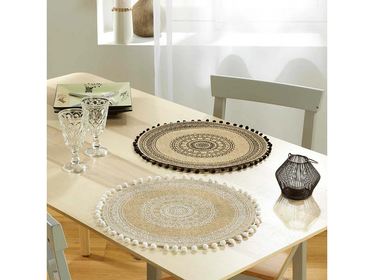 Set de Table en Jute "Renata" 38cm Noir