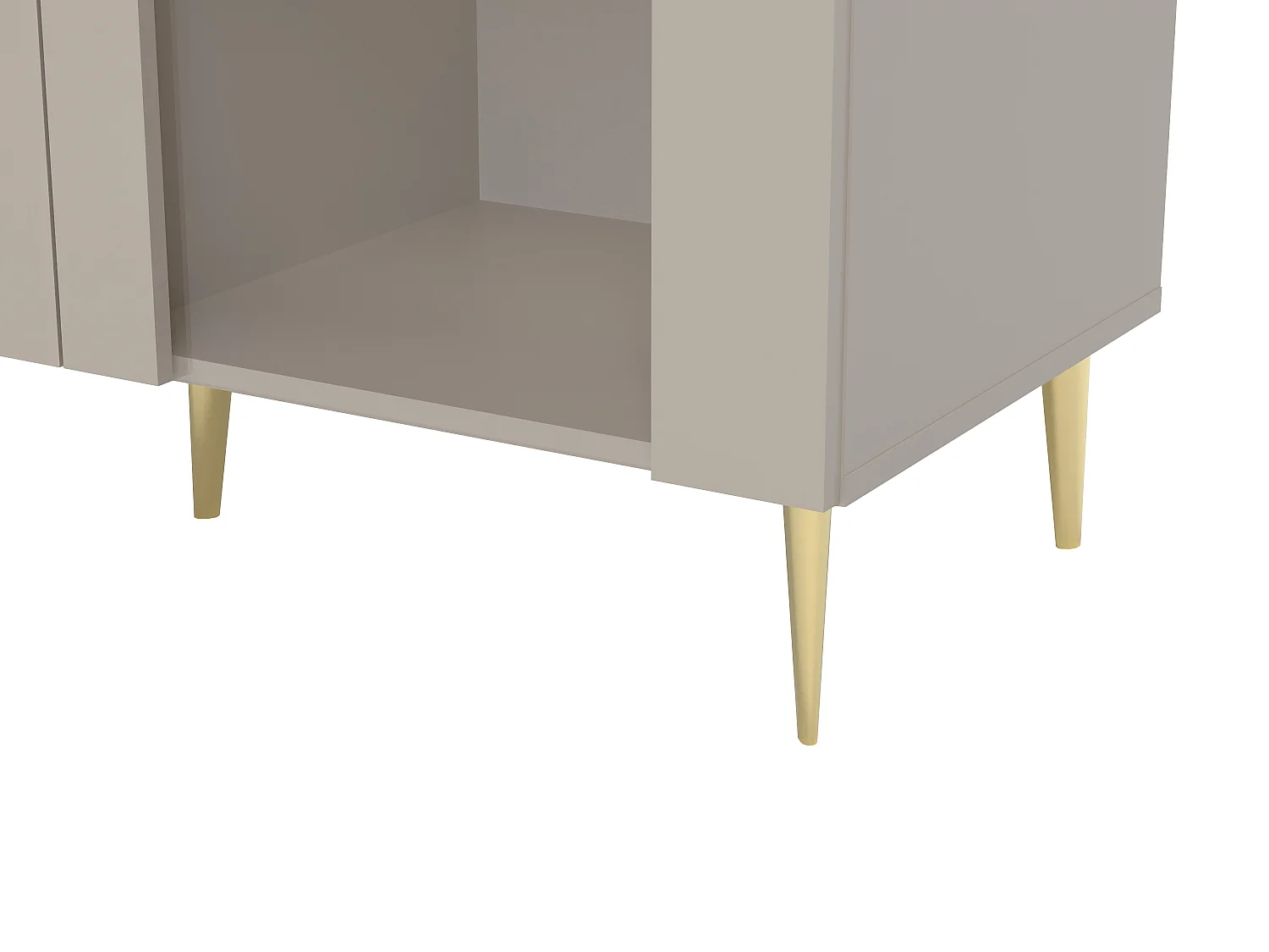 Vitrine 3 portes avec LEDs en MDF et verre trempé - Beige et doré - LESFARA