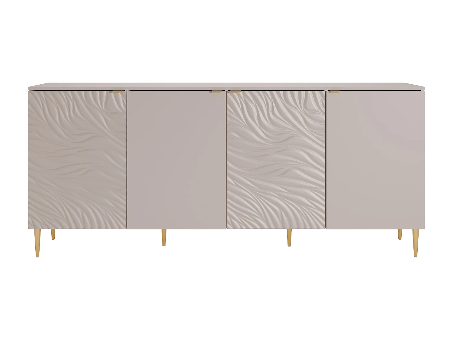 Buffet avec 4 portes - Beige et doré - RINAREL