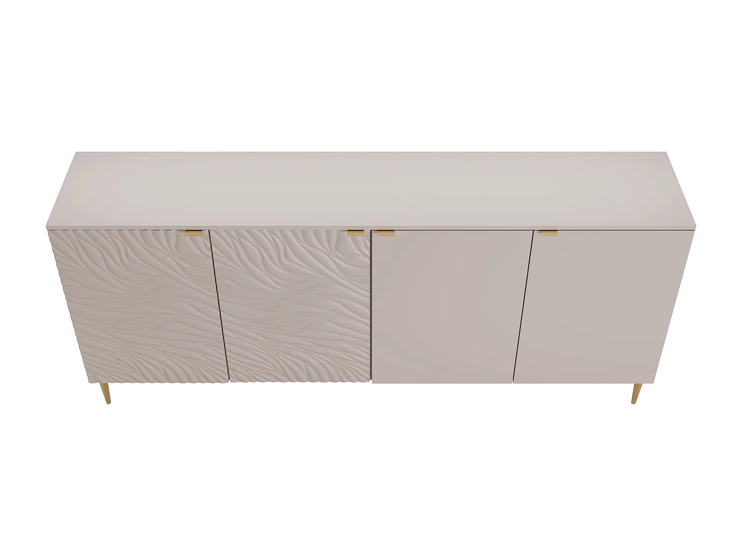 Buffet avec 4 portes - Beige et doré - RINAREL