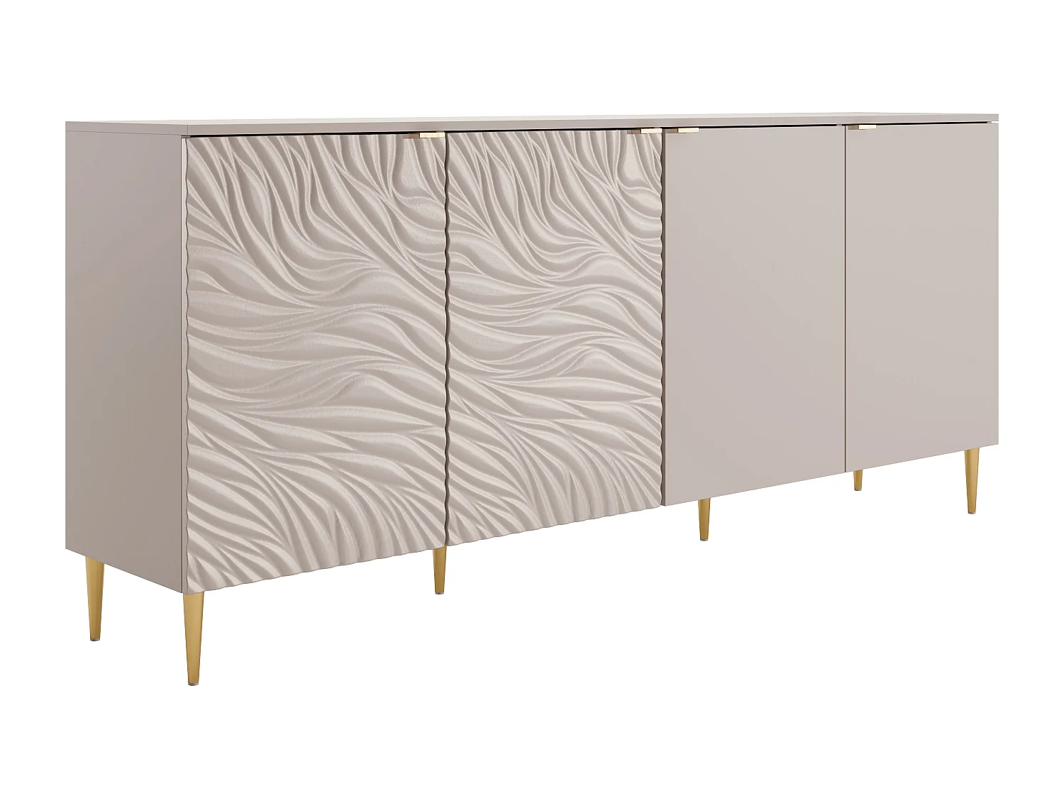 Buffet avec 4 portes - Beige et doré - RINAREL