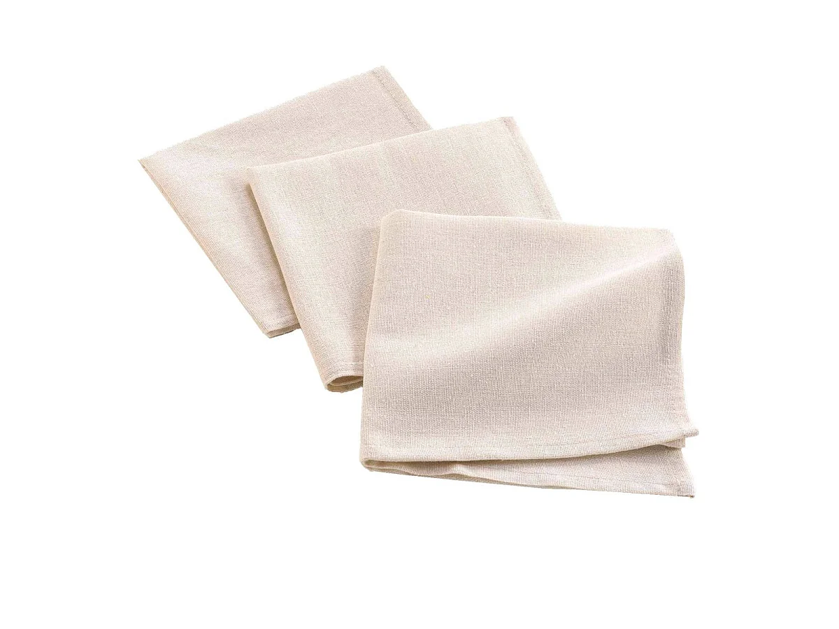 Lot de 3 Serviettes de Table "Serafine" 40x40cm Naturel