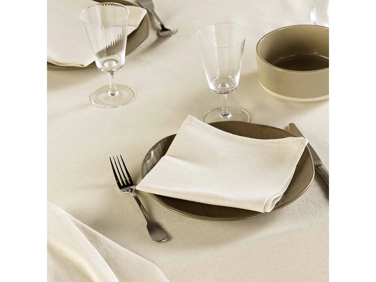 Lot de 3 Serviettes de Table "Serafine" 40x40cm Naturel