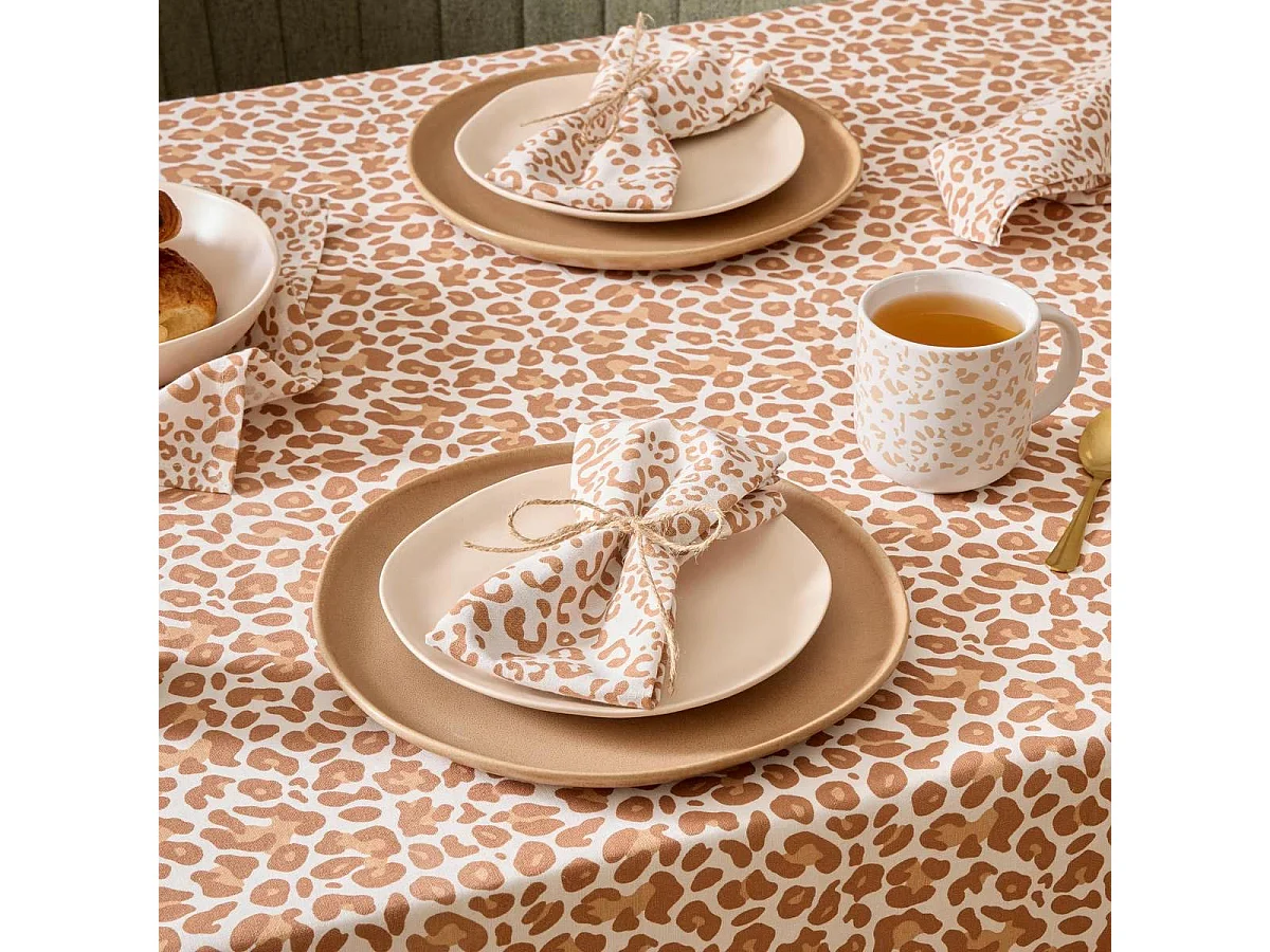 Lot de 4 Serviettes de Table "Leopardi" 40x40cm Beige