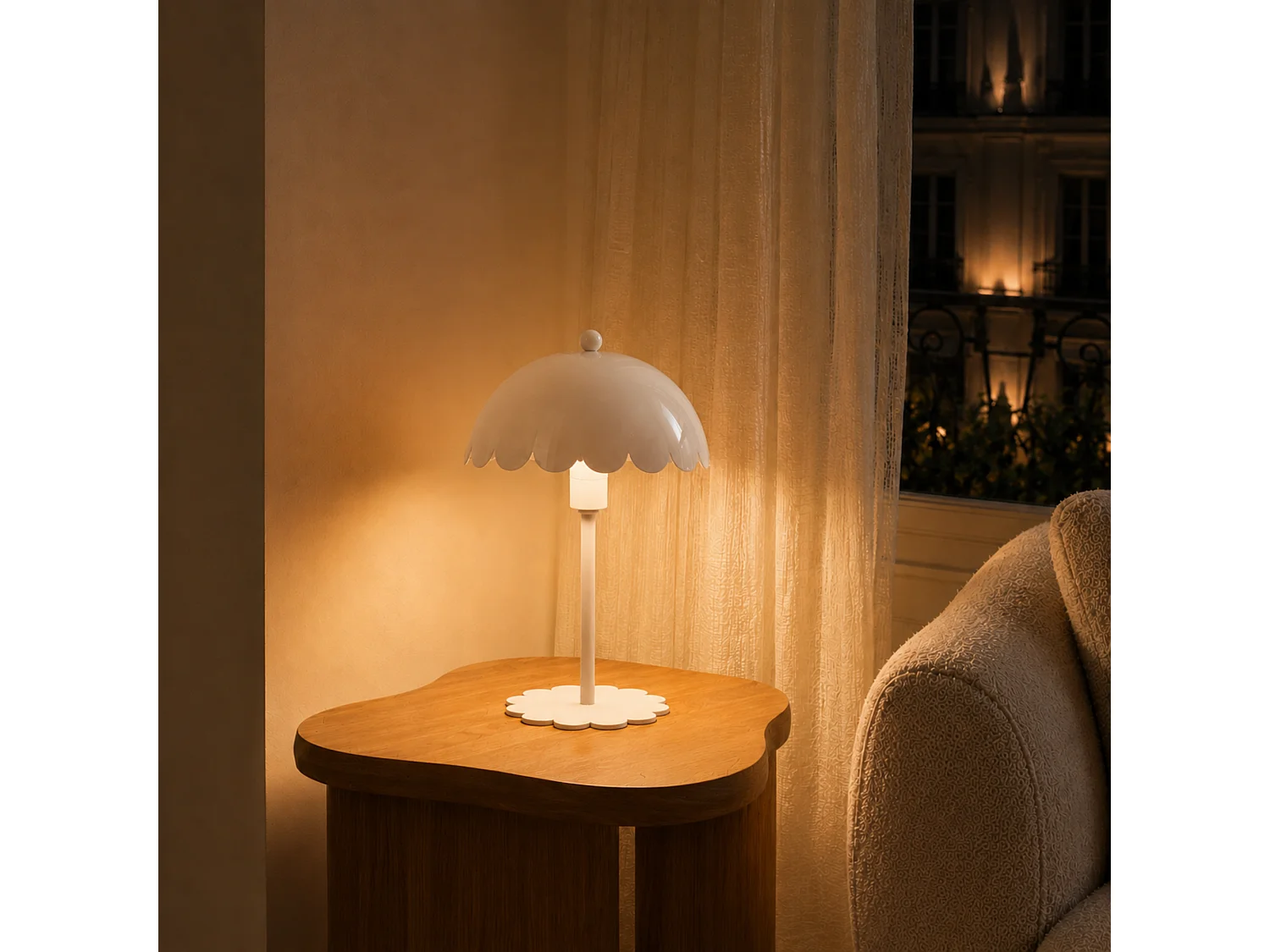 Tischlampe aus weißem Metall - Margot