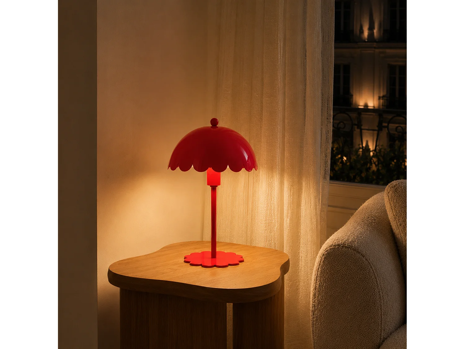 Tischlampe aus rotem Metall - Margot