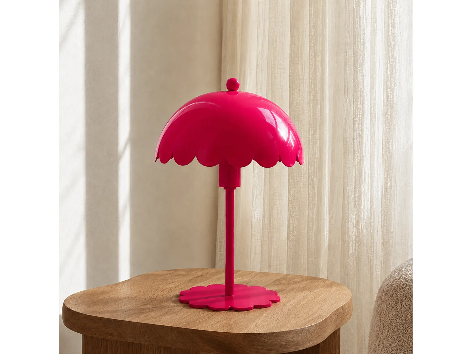Himbeerfarbene Metall-Tischlampe - Margot