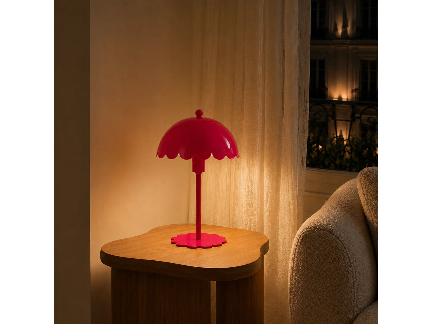 Himbeerfarbene Metall-Tischlampe - Margot