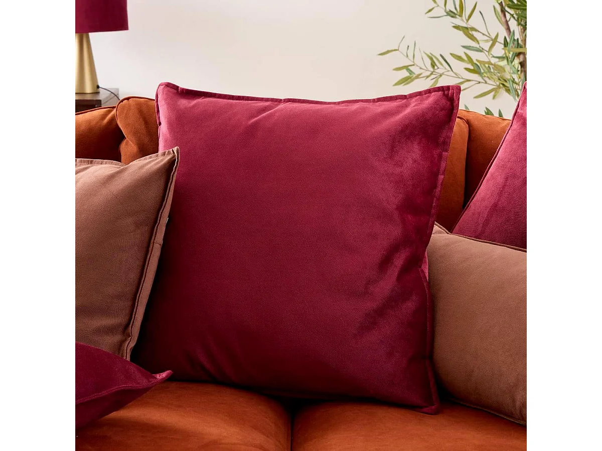 Coussin Déco Uni "Lilou" 55x55cm Rouge Grenat