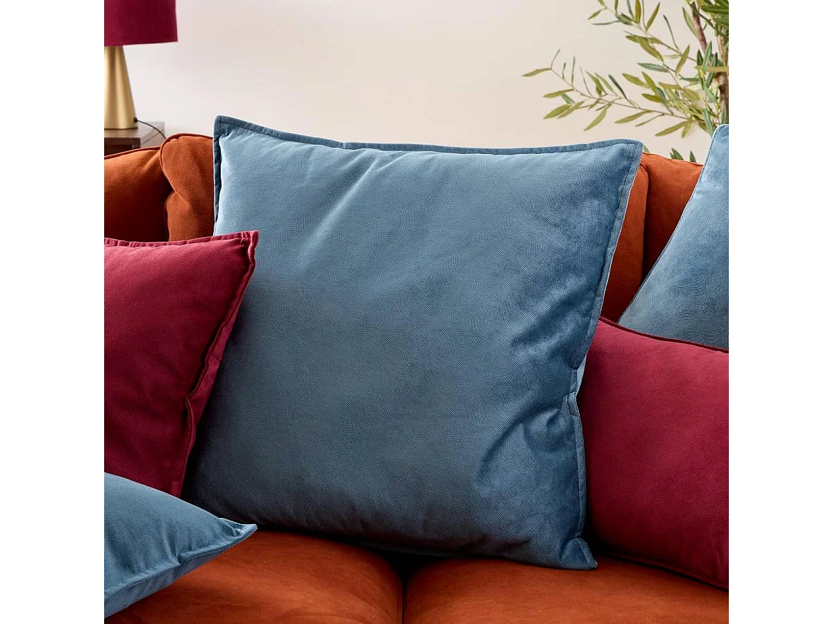Coussin Déco Uni "Lilou" 55x55cm Bleu Égéen