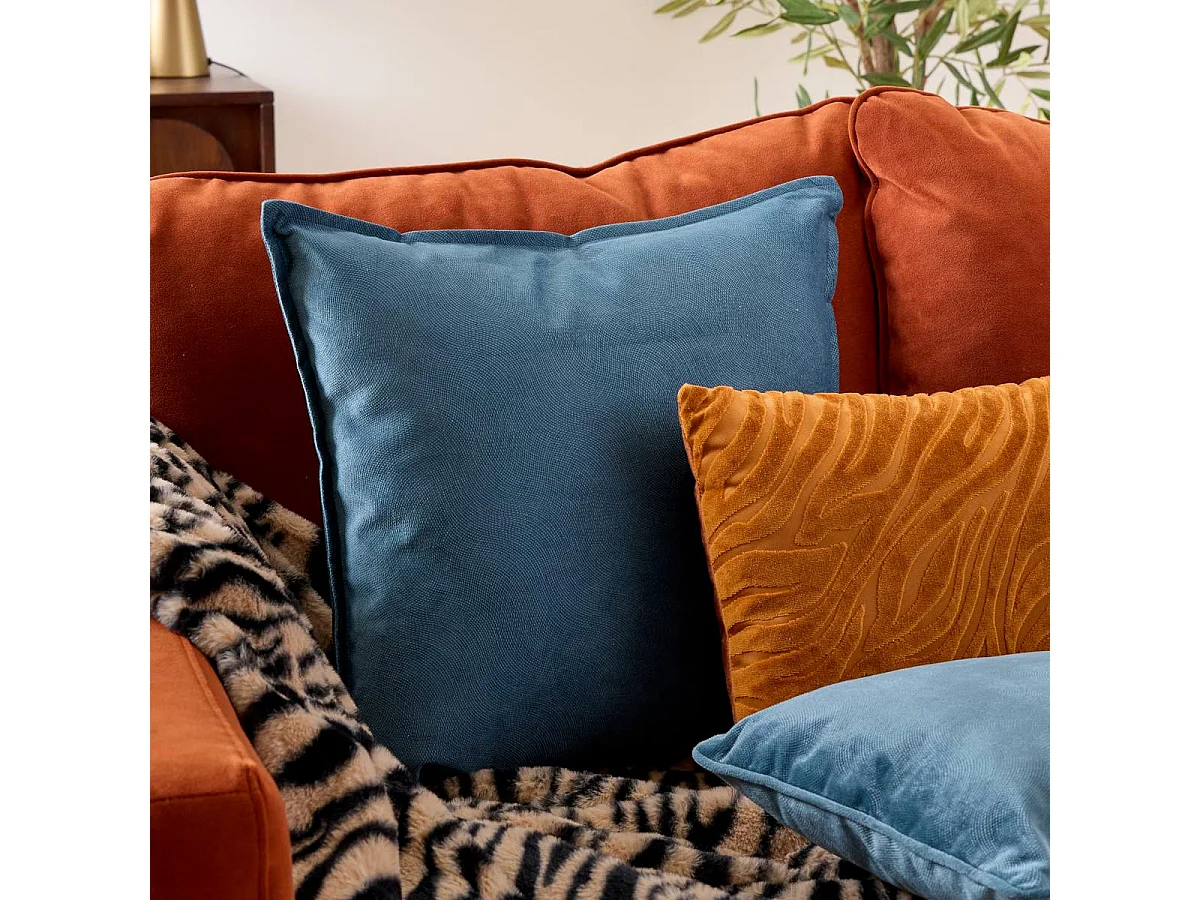 Coussin Déco Uni "Lilou" 45x45cm Bleu Égéen