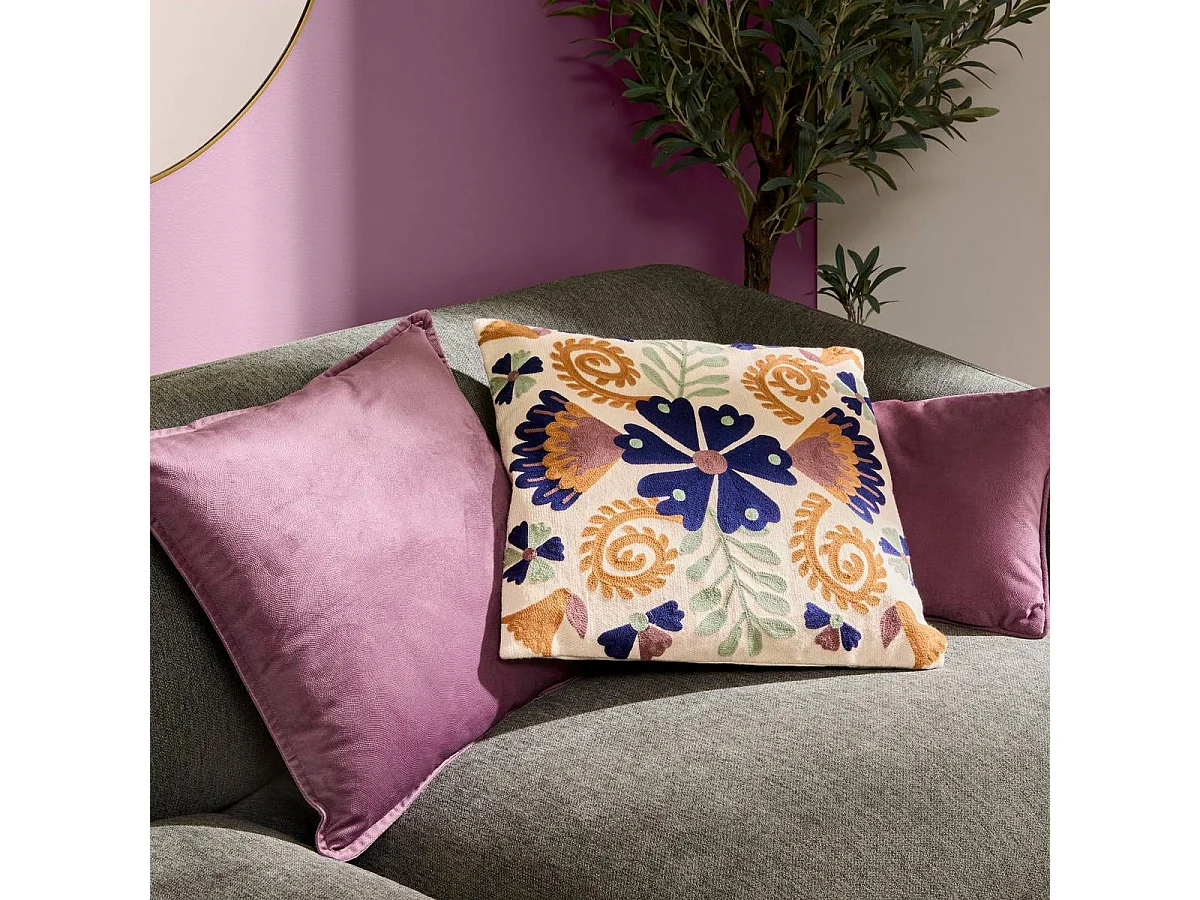 Coussin Déco Uni "Lilou" 30x50cm Parme