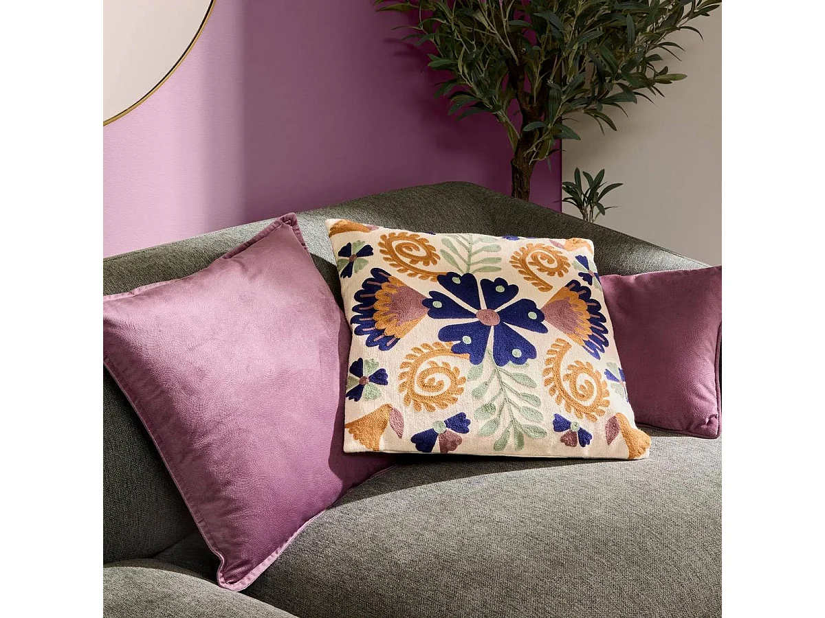 Coussin Déco Uni "Lilou" 45x45cm Parme