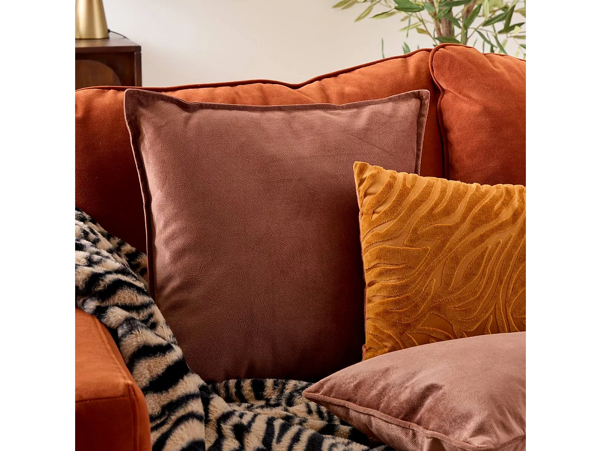 Coussin Déco Uni "Lilou" 45x45cm Marron Tonka