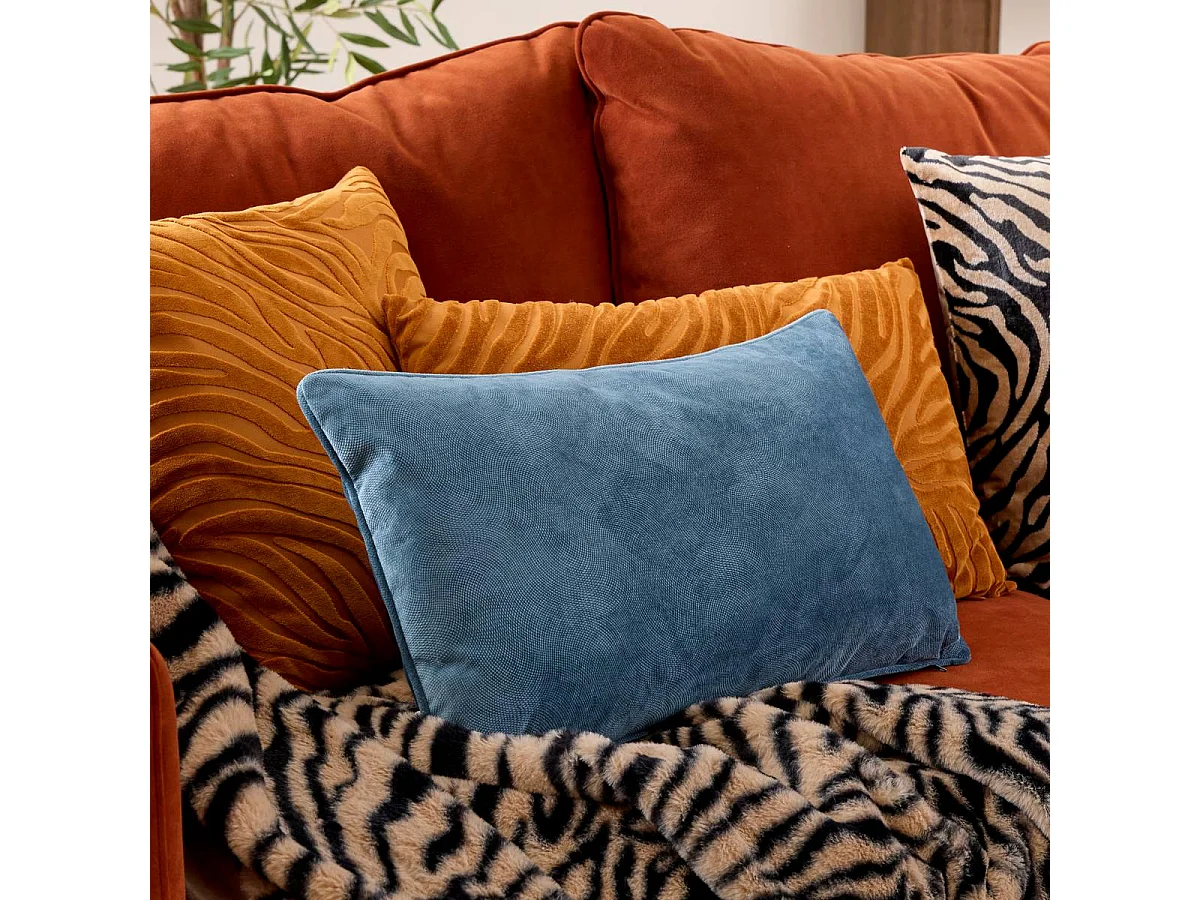 Coussin Déco Uni "Lilou" 30x50cm Bleu Égéen