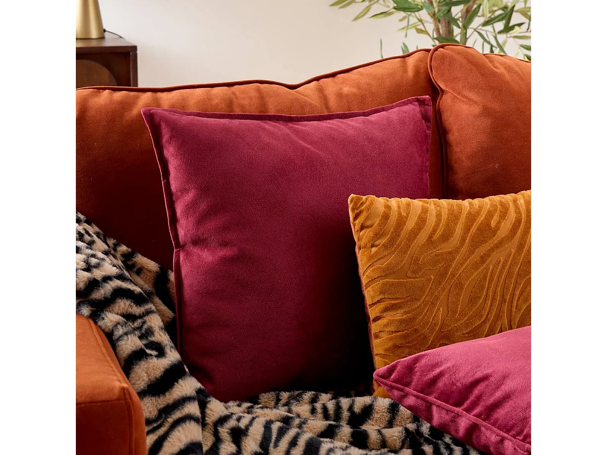 Coussin Déco Uni "Lilou" 45x45cm Rouge Grenat