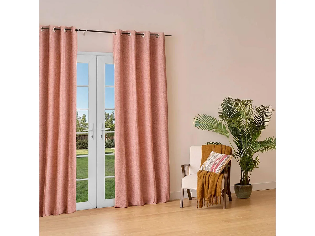 Rideau Isolant Effet Laine "Kys" 140x260cm Ambre