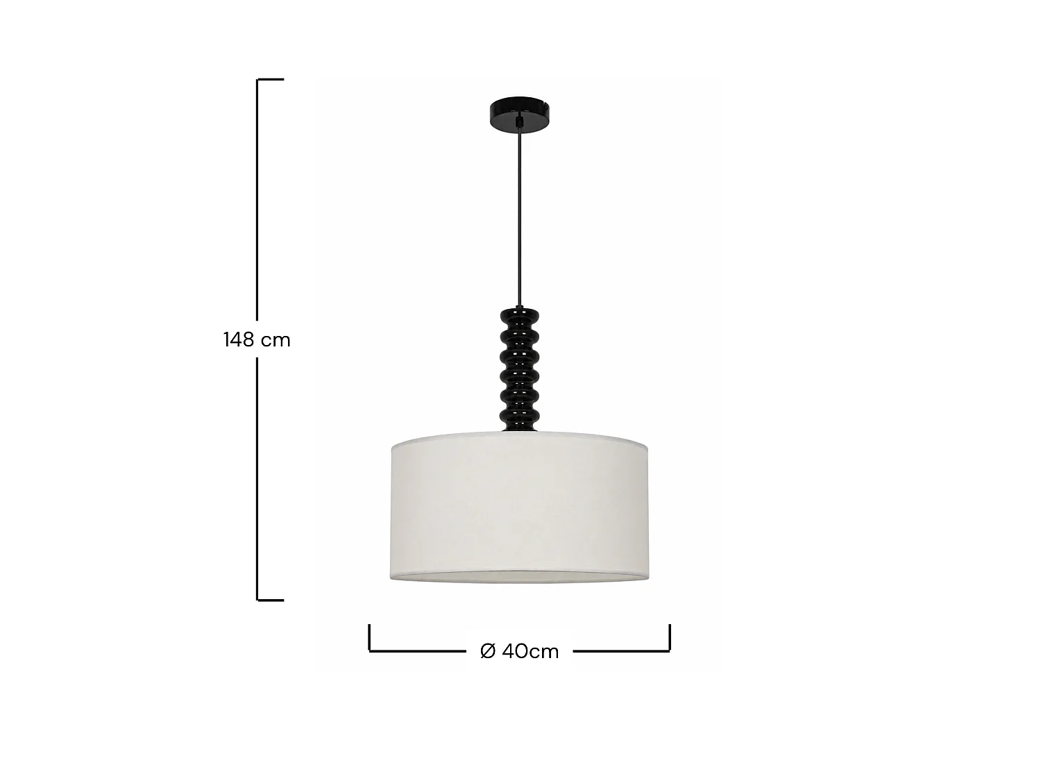 Suspensión de tela blanca y metal 40 cm - Ravel