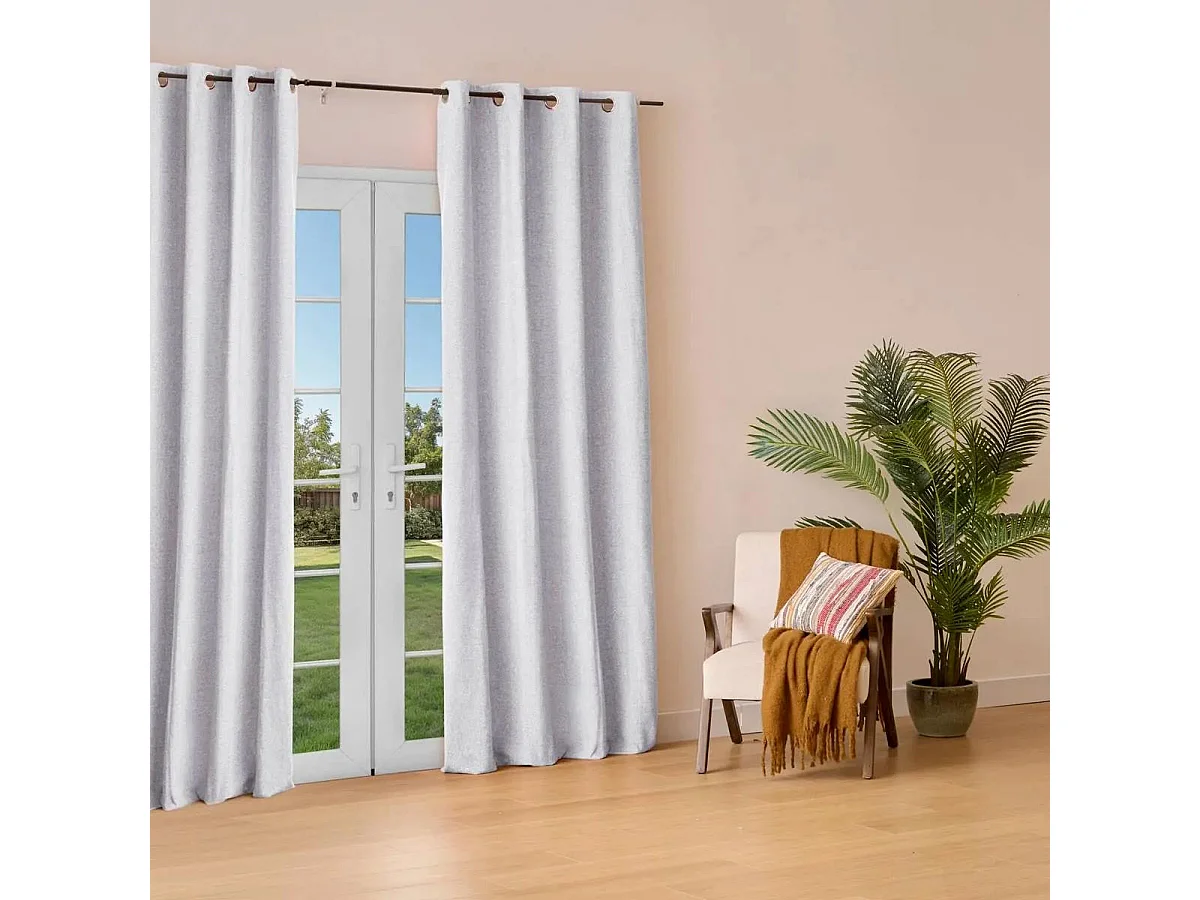 Rideau Isolant Effet Laine "Kys" 140x260cm Bleu Minéral