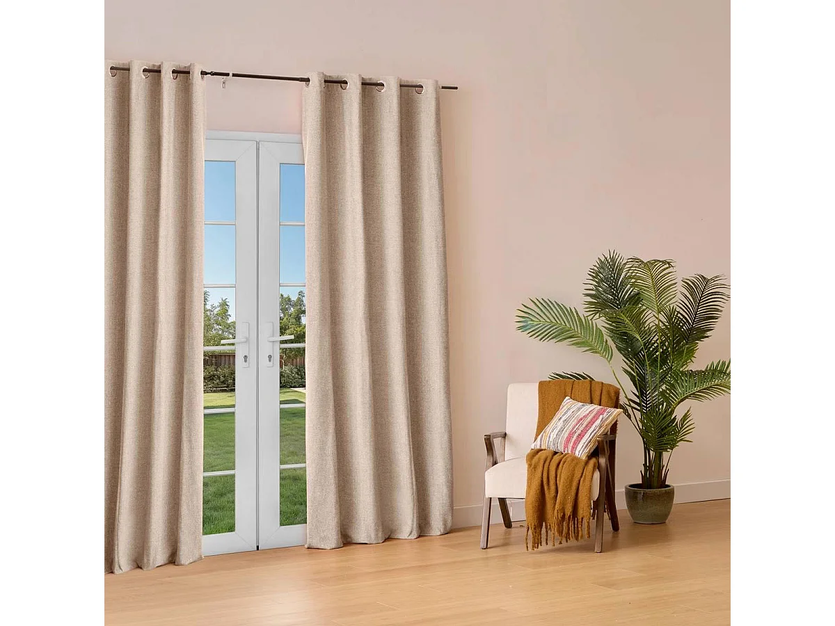 Rideau Isolant Effet Laine "Kys" 140x260cm Beige