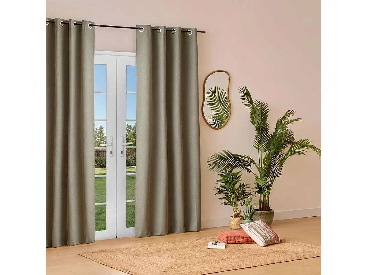 Rideau Isolant Effet Laine "Kys" 140x260cm Kaki
