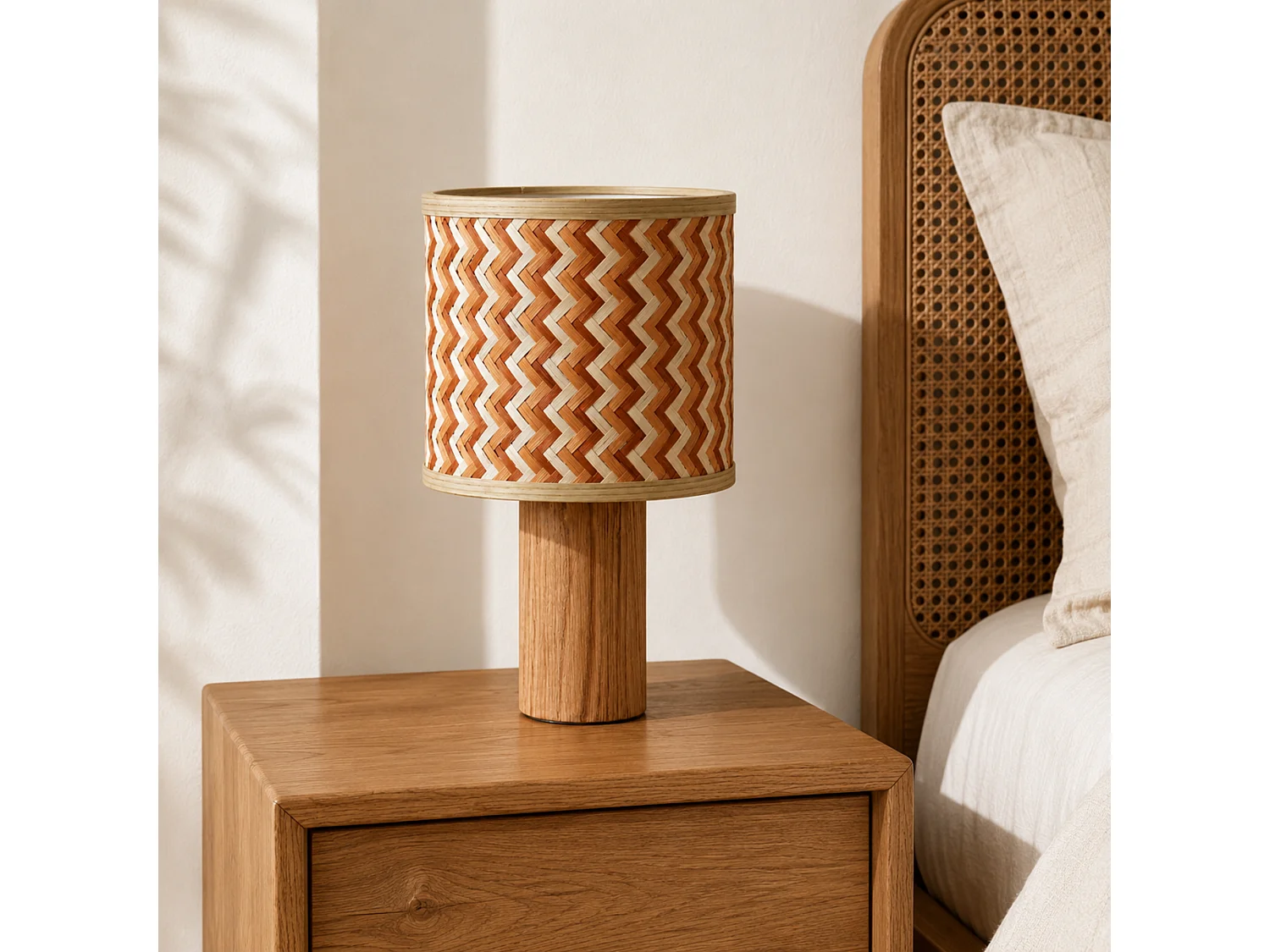 Lampada da tavolo in rovere e bambù crema/arancio - Phil