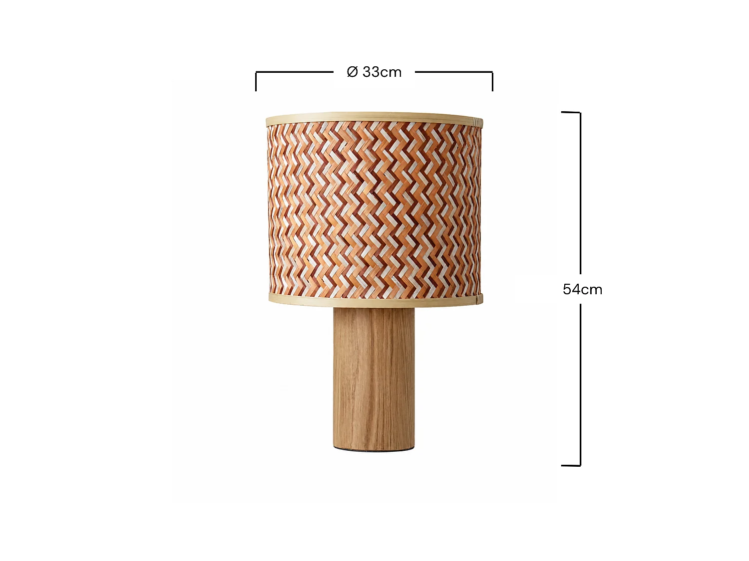 Grande lampada da tavolo in rovere, intreccio in bambù crema e arancio - Phil