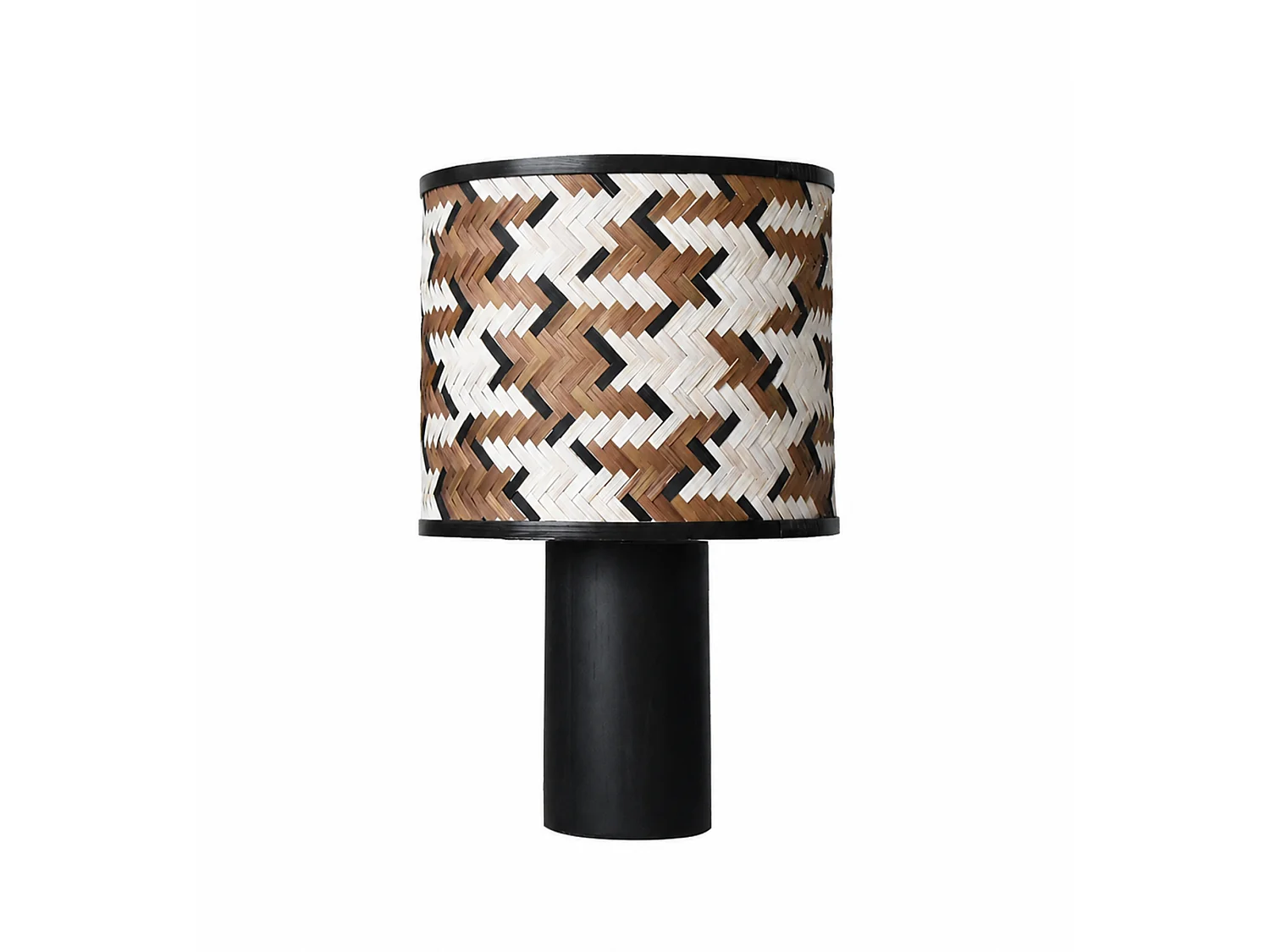 Grande lampada da tavolo in legno di rovere e bambù marrone e nero - Phil