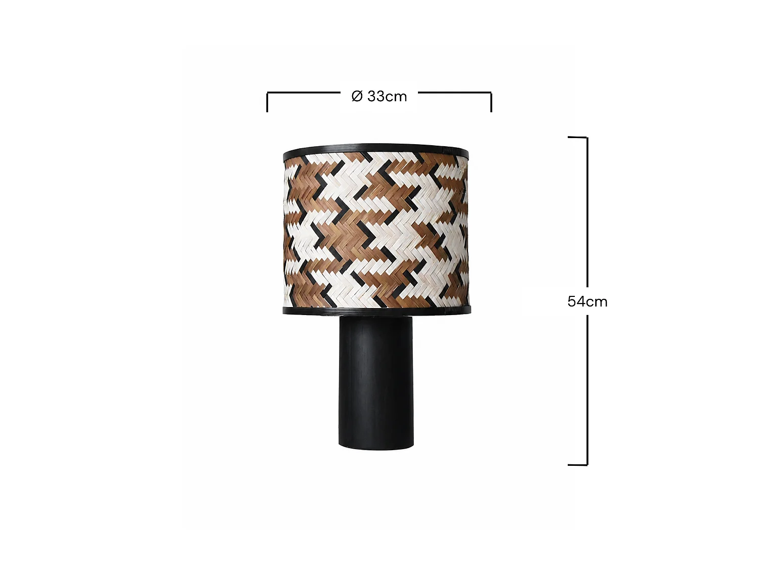 Grande lampada da tavolo in legno di rovere e bambù marrone e nero - Phil