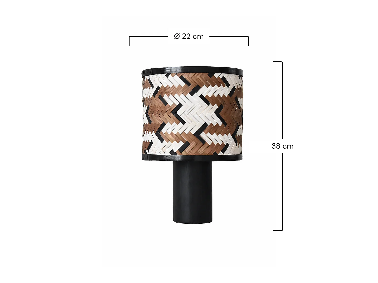 Lampada da tavolo in legno di rovere e bambù marrone e nero - Phil
