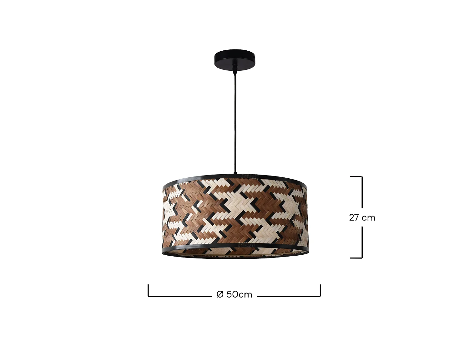 Suspensión de bambú trenzado marrón y negro 50 cm - Phil