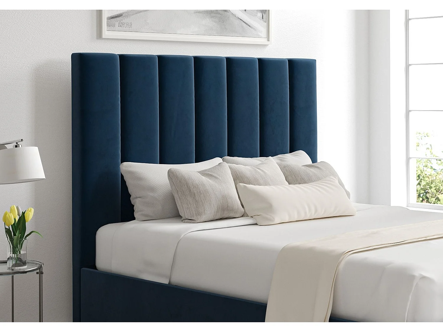 Upholstered Bedframe - 135 x 190 cm Bedframe in Blue