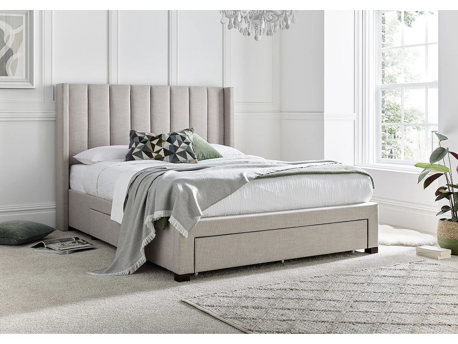 Upholstered Bedframe - 150 x 200 cm Bedframe in Grey
