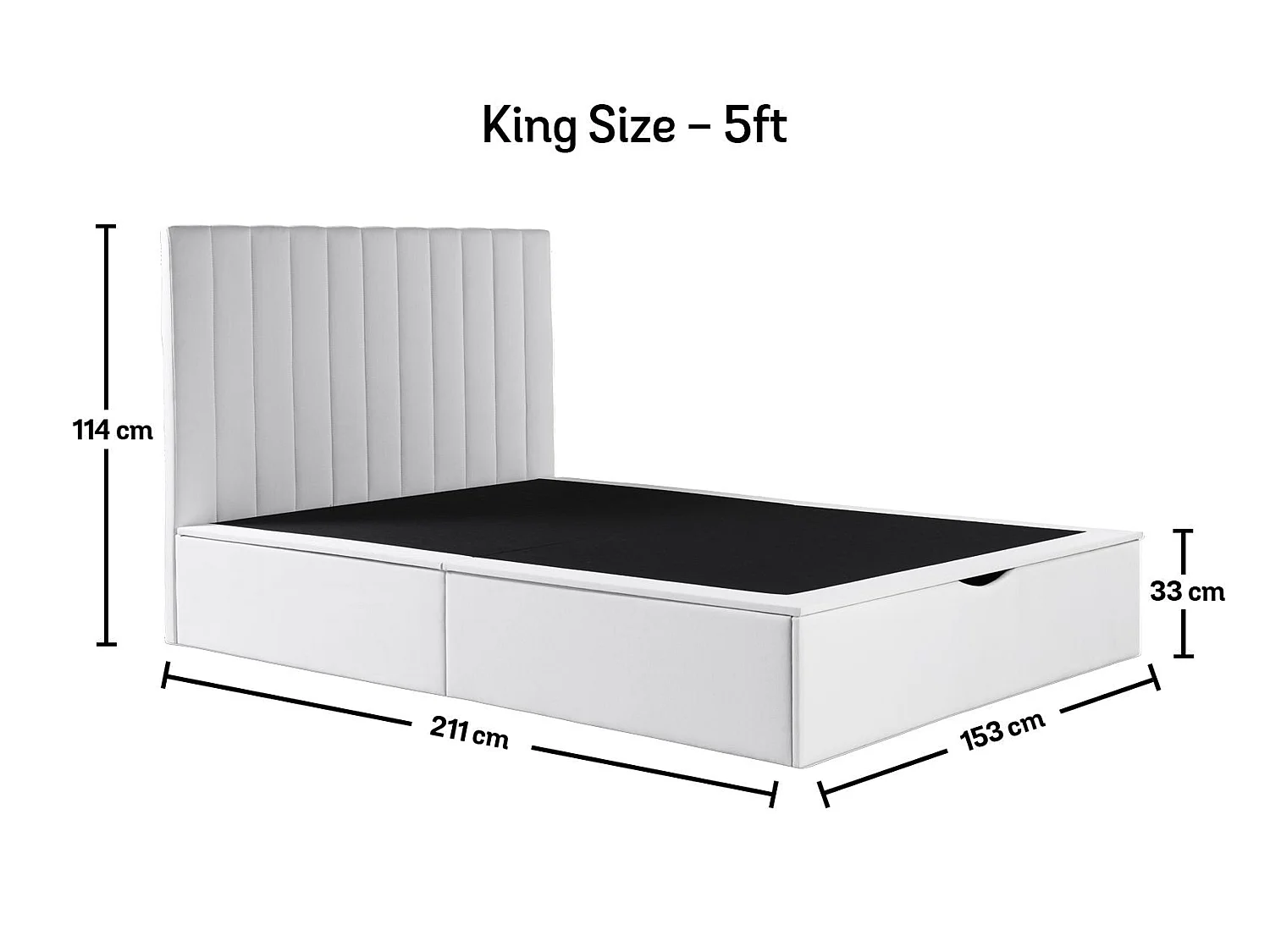 Upholstered Bedframe - 150 x 200 cm Bedframe in White