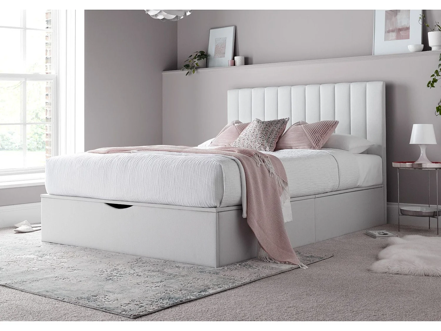 Upholstered Bedframe - 150 x 200 cm Bedframe in White