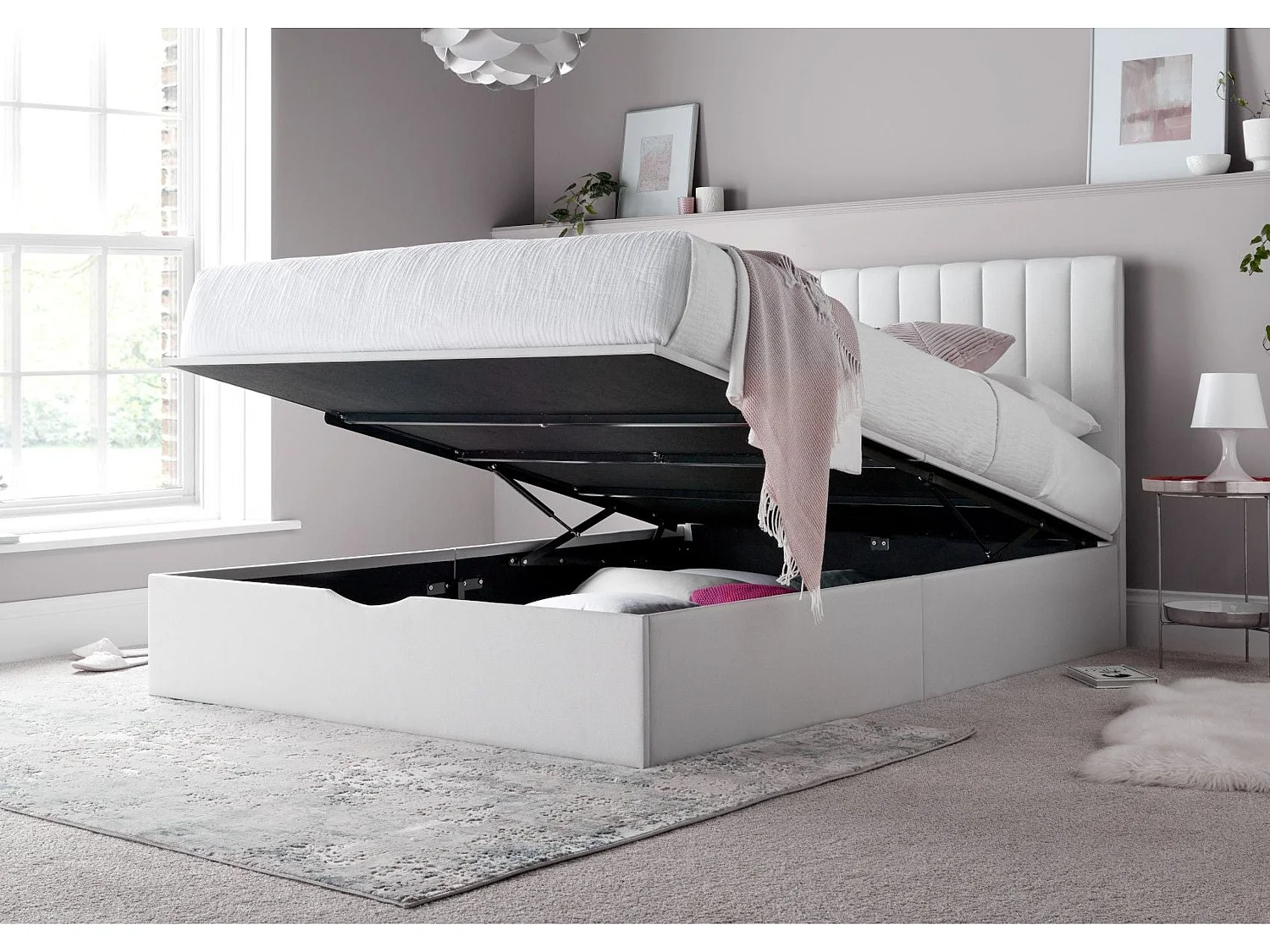 Upholstered Bedframe - 150 x 200 cm Bedframe in White