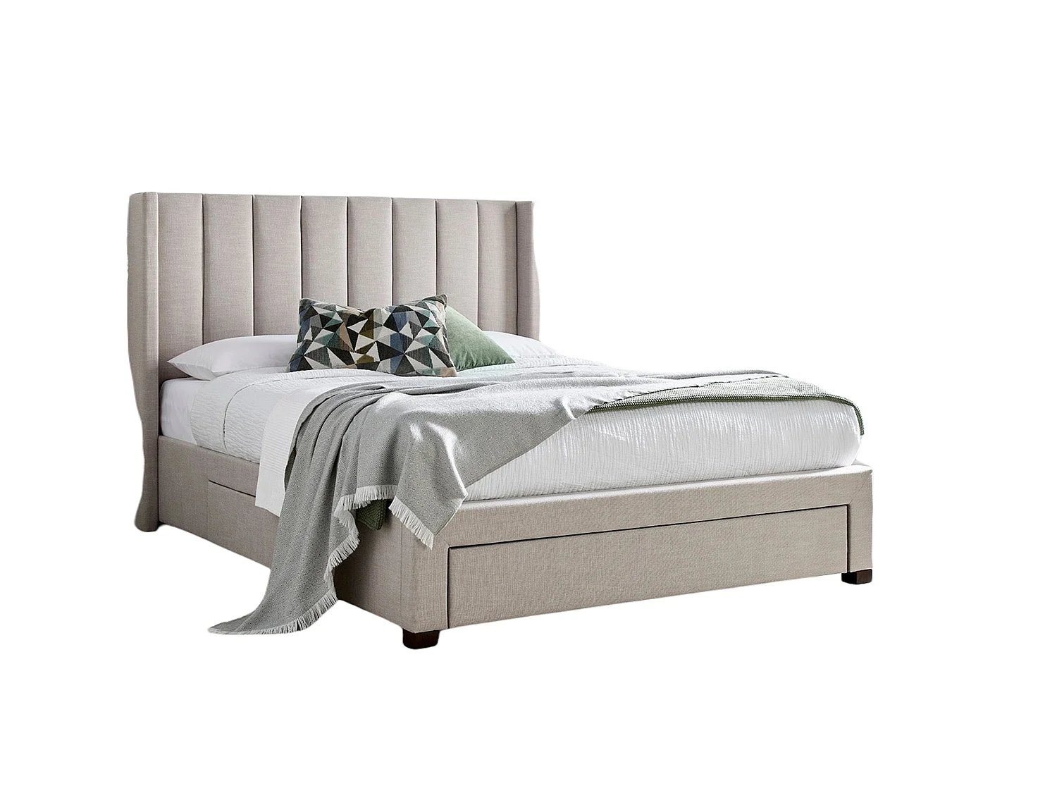 Upholstered Bedframe - 135 x 190 cm Bedframe in Grey