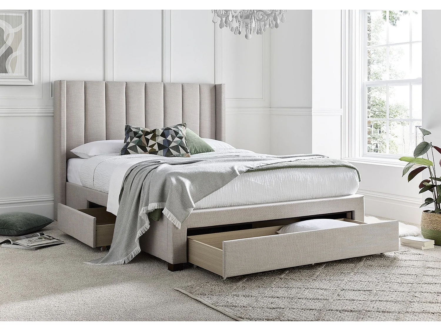 Upholstered Bedframe - 135 x 190 cm Bedframe in Grey
