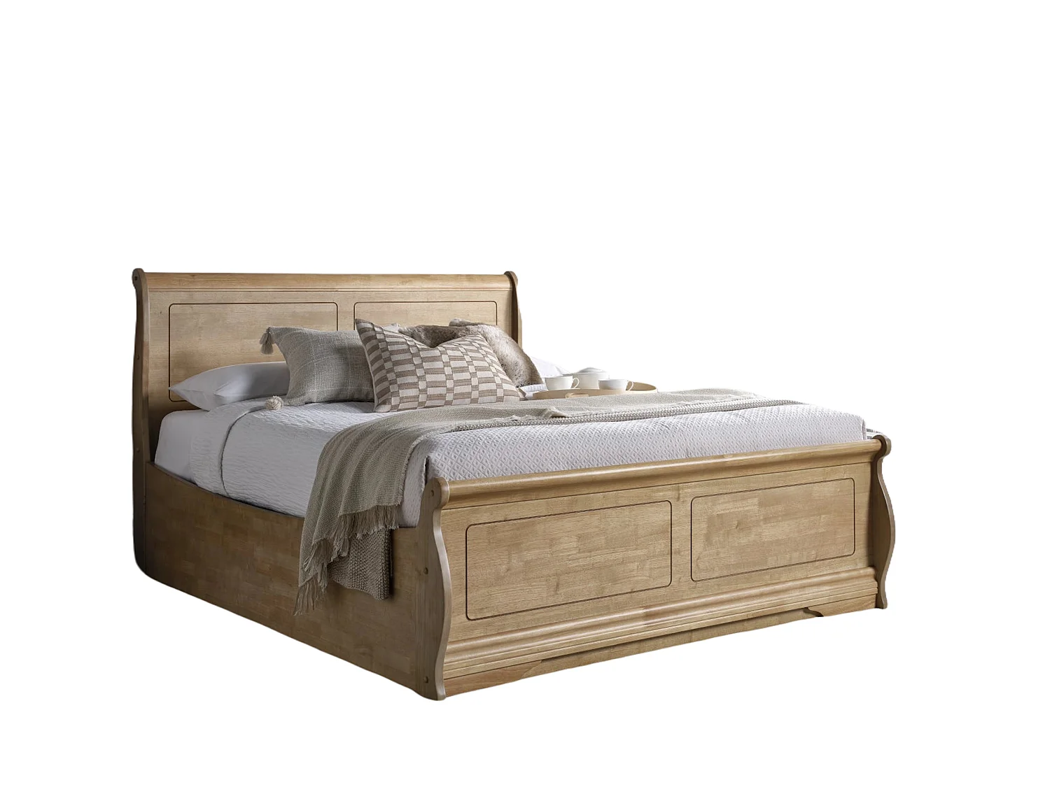 Oak Bedframe - 135 x 190 cm Bedframe in Beige