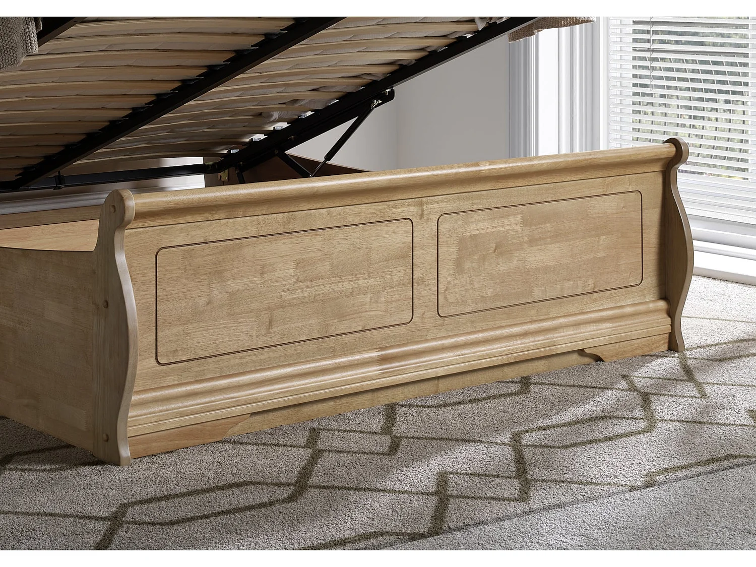 Oak Bedframe - 135 x 190 cm Bedframe in Beige