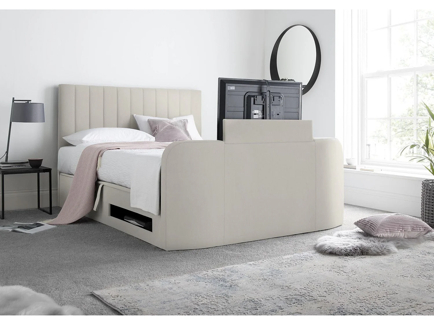 Upholstered Bedframe - 135 x 190 cm Bedframe in White
